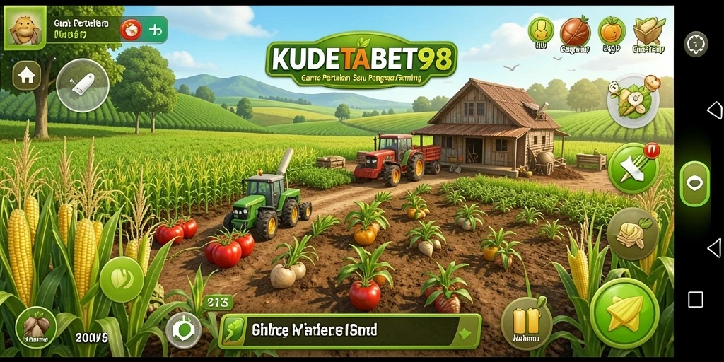 Screenshot gameplay menunjukkan aktivitas bertani yang menyenangkan dan interaktif.