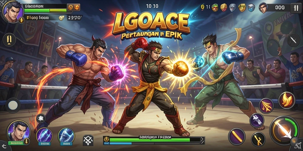 Tampilan menarik dari gameplay pertarungan di LGOACE.