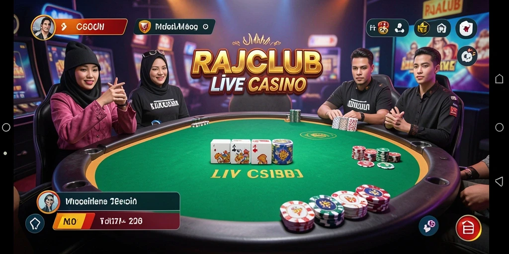Tampilan gameplay Live Casino RAJACLUB yang mendebarkan.