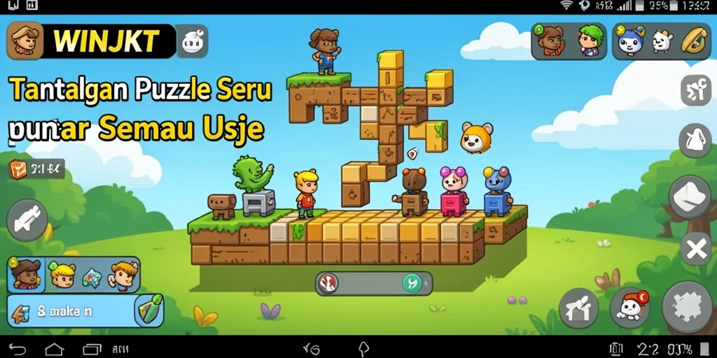 Screenshot gameplay WINJKT menunjukkan tantangan puzzle yang menarik dan seru.